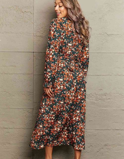 Load image into Gallery viewer, Printed Surplice Neck Long Sleeve Dress
