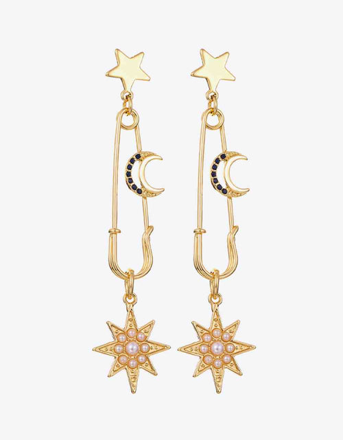 Load image into Gallery viewer, 5-Pair Wholesale Inlaid Pearl Star and Moon Drop Earrings
