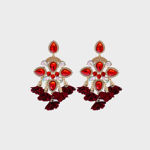 Load image into Gallery viewer, Flower Shape Rhinestone Alloy Dangle Earrings
