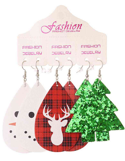 Load image into Gallery viewer, Christmas PU Earrings Set
