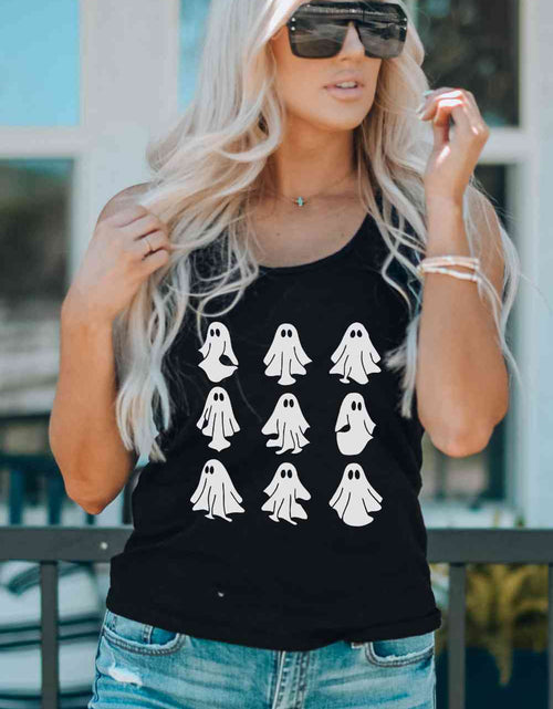 Load image into Gallery viewer, Round Neck Ghost Graphic Tank Top
