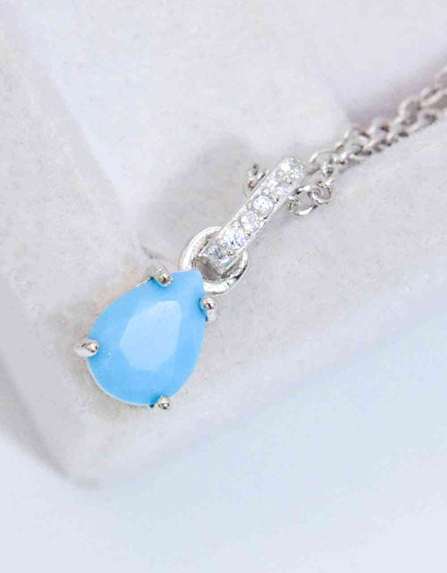 Load image into Gallery viewer, Teardrop Turquoise 4-Prong Pendant Necklace
