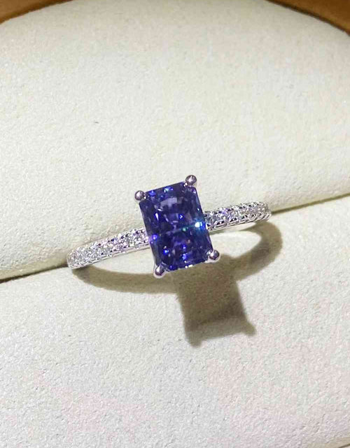 Load image into Gallery viewer, 1 Carat Moissanite 925 Sterling Silver Rectangle Ring in Blue
