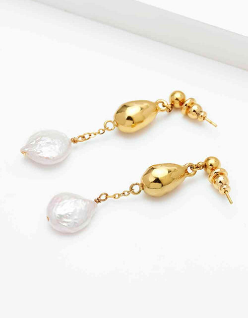 Load image into Gallery viewer, 18K Gold-Plated Two-Tone Pearl Drop Earrings
