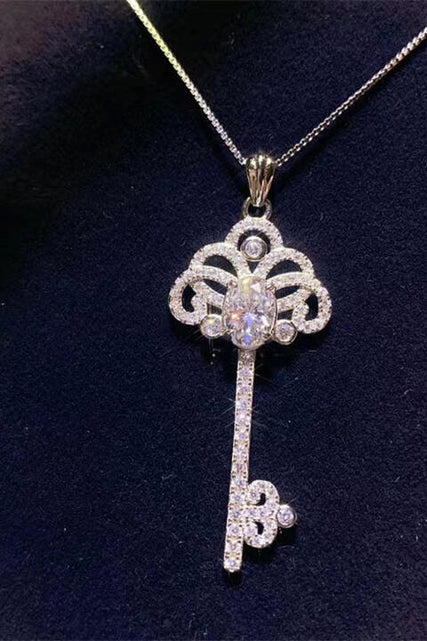 Load image into Gallery viewer, 1 Carat Moissanite Key Pendant Necklace
