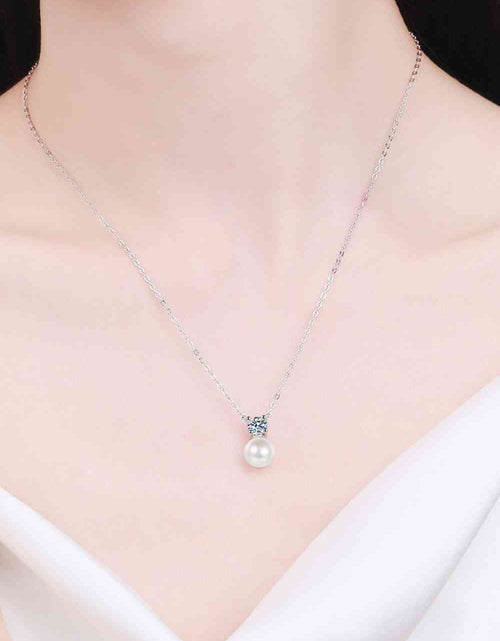 Load image into Gallery viewer, 925 Sterling Silver Freshwater Pearl Moissanite Necklace
