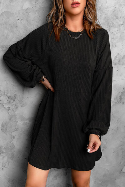 Load image into Gallery viewer, Round Neck Long Sleeve Mini Dress
