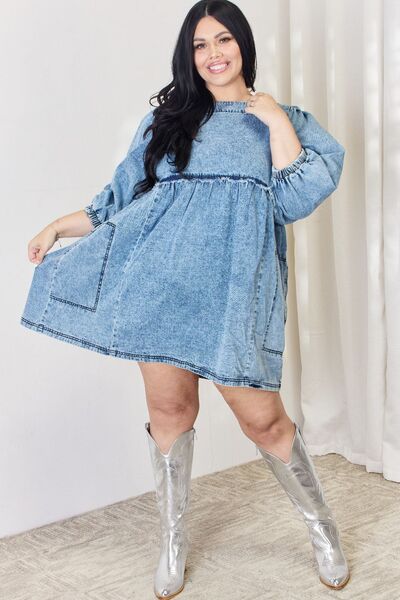 Load image into Gallery viewer, HEYSON Full Size Oversized Denim Babydoll Dress
