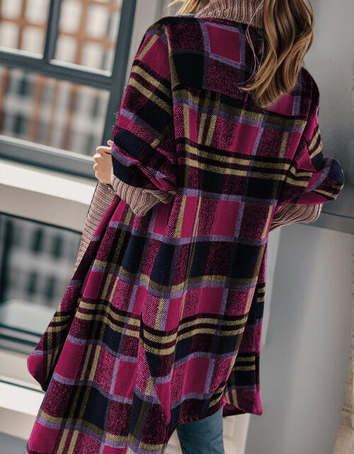 Load image into Gallery viewer, Plaid Open Front Long Sleeve Cardigan
