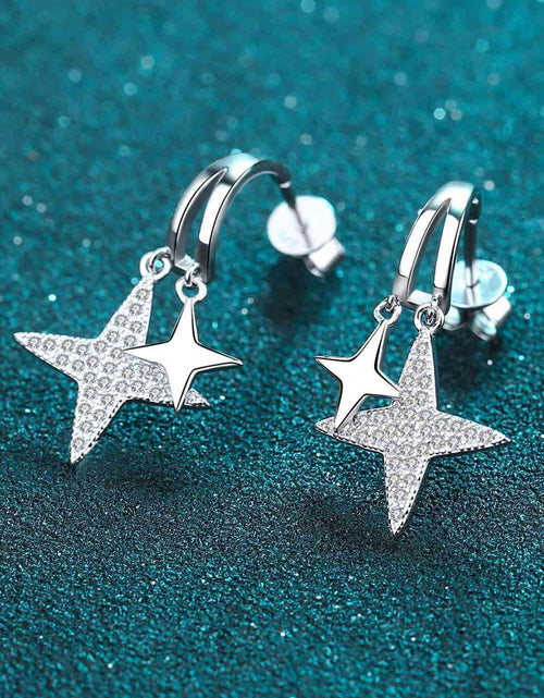 Load image into Gallery viewer, Moissanite Star Rhodium-Plated Drop Earrings
