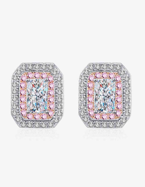 Load image into Gallery viewer, 1 Carat Moissanite and Zircon Contrast Geometric Stud Earrings
