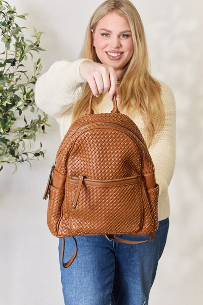 Load image into Gallery viewer, SHOMICO PU Leather Woven Backpack
