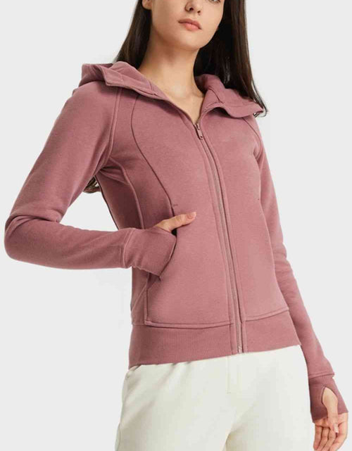 Load image into Gallery viewer, Zip Up Seam Detail Hooded Sports Jacket
