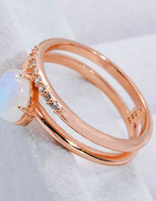 Load image into Gallery viewer, Natural Moonstone and Zircon Double-Layered Ring
