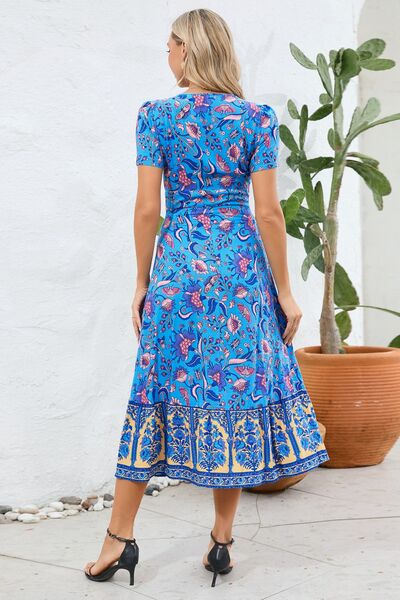 Load image into Gallery viewer, Printed Surplice Short Sleeve Dress
