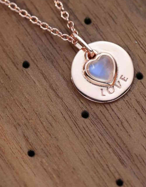 Load image into Gallery viewer, Moonstone LOVE Heart Pendant 925 Sterling Silver Necklace
