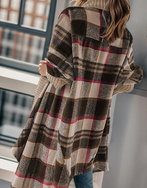 Load image into Gallery viewer, Plaid Open Front Long Sleeve Cardigan
