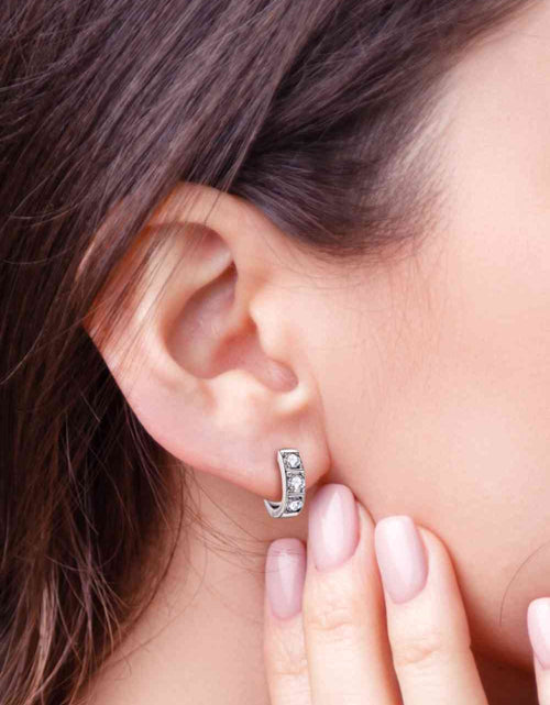 Load image into Gallery viewer, Inlaid Moissanite Huggie Earrings
