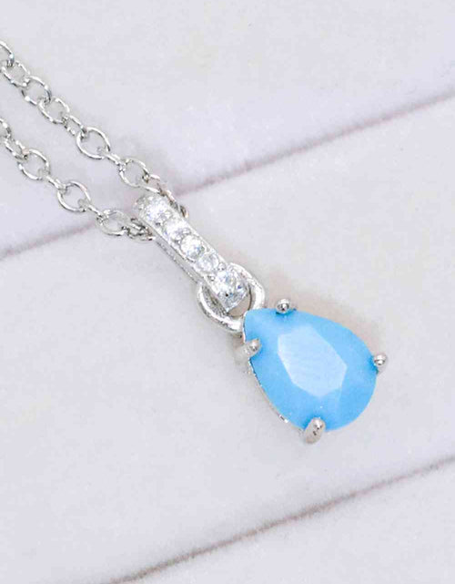 Load image into Gallery viewer, Teardrop Turquoise 4-Prong Pendant Necklace
