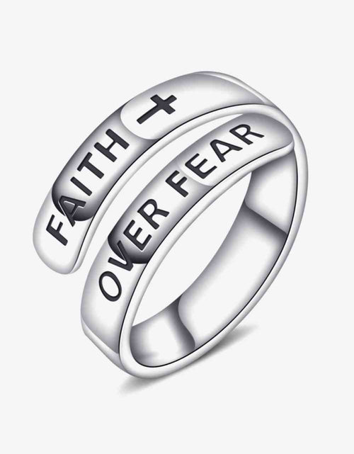 Load image into Gallery viewer, 925 Sterling Silver FAITH OVER FEAR Bypass Ring
