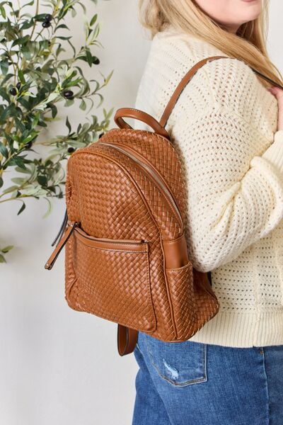 Load image into Gallery viewer, SHOMICO PU Leather Woven Backpack
