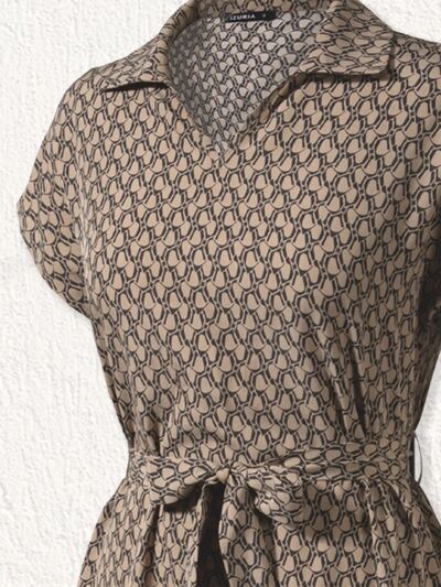 Load image into Gallery viewer, Tied Printed Johnny Collar Dress
