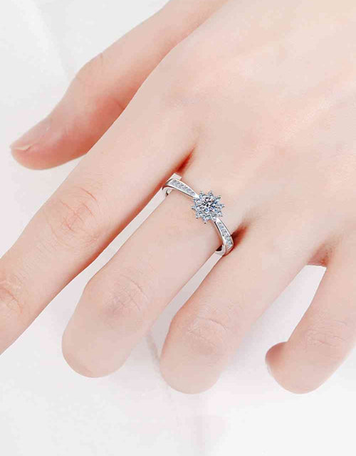 Load image into Gallery viewer, Moissanite Rhodium-Plated Snowflake Ring
