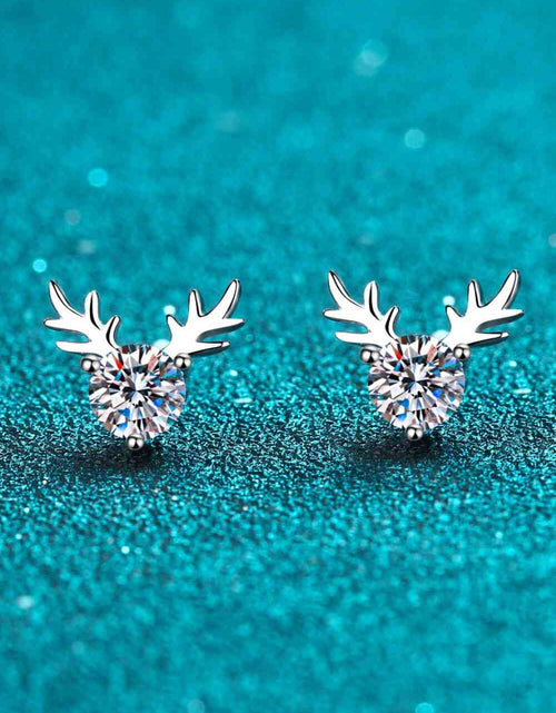 Load image into Gallery viewer, 925 Sterling Silver Reindeer-Shaped Moissanite Earrings
