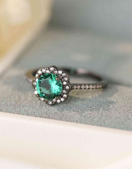 Load image into Gallery viewer, Paraiba Blue Zircon Flower Shape Ring
