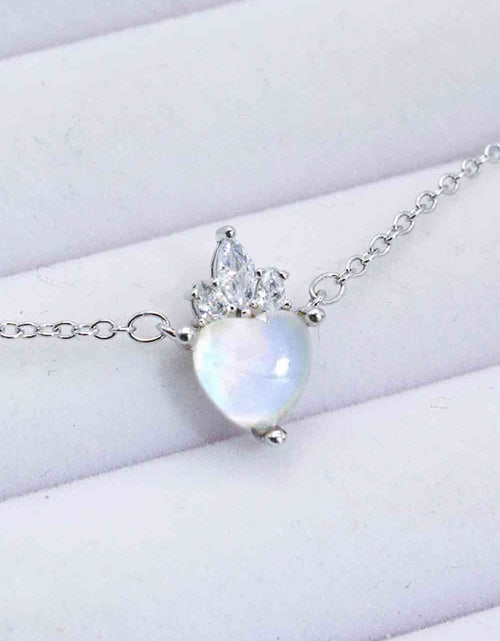 Load image into Gallery viewer, 925 Sterling Silver Moonstone Heart Pendant Necklace
