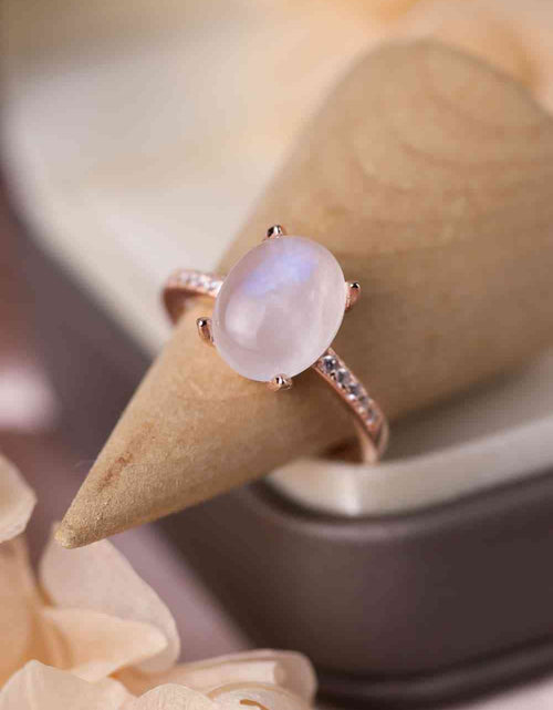 Load image into Gallery viewer, High Quality Natural Moonstone 925 Sterling Silver Side Stone Ring
