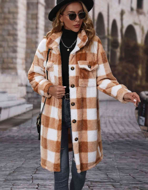 Load image into Gallery viewer, Plaid Collared Neck Button Down Coat
