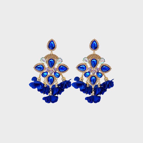 Load image into Gallery viewer, Flower Shape Rhinestone Alloy Dangle Earrings
