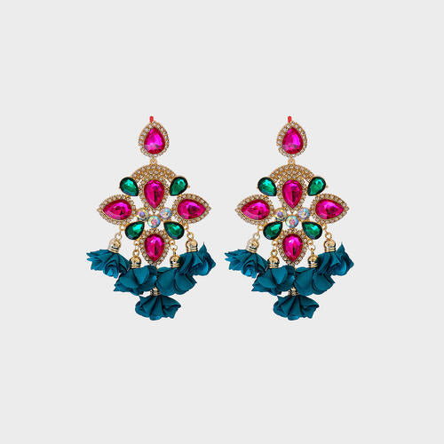 Load image into Gallery viewer, Flower Shape Rhinestone Alloy Dangle Earrings
