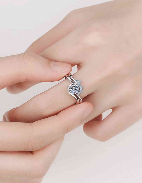 Load image into Gallery viewer, Moissanite Rhodium-Plated Two-Piece Ring Set
