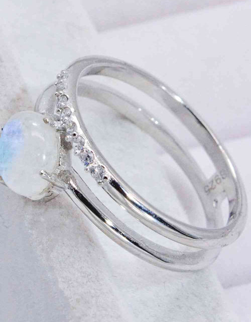 Load image into Gallery viewer, Natural Moonstone and Zircon Double-Layered Ring
