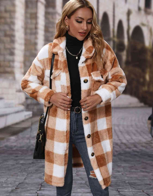 Load image into Gallery viewer, Plaid Collared Neck Button Down Coat
