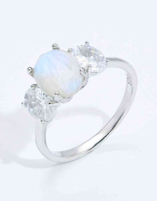 Load image into Gallery viewer, Natural Moonstone and Zircon Ring
