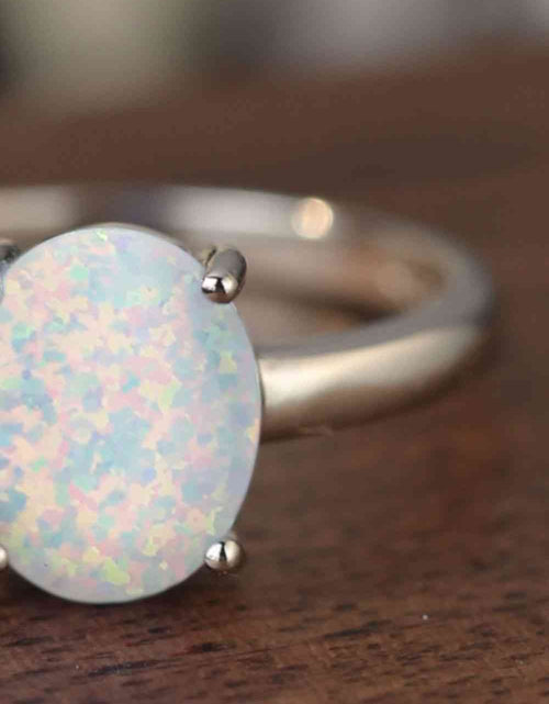 Load image into Gallery viewer, 925 Sterling Silver Opal Solitaire Ring
