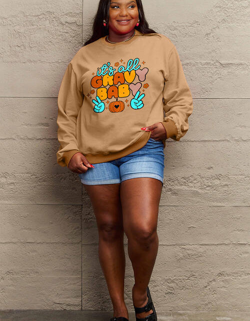 Load image into Gallery viewer, Simply Love Full Size IT&#39;S ALL GRAVY BABY Long Sleeve Sweatshirt
