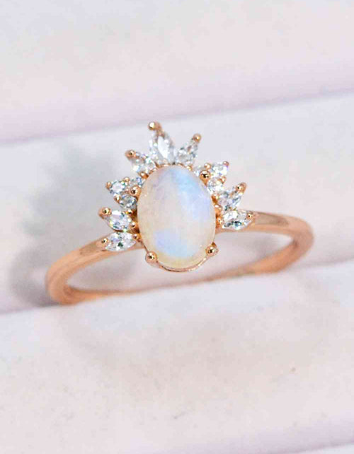 Load image into Gallery viewer, 18K Rose Gold-Plated Natural Moonstone Ring
