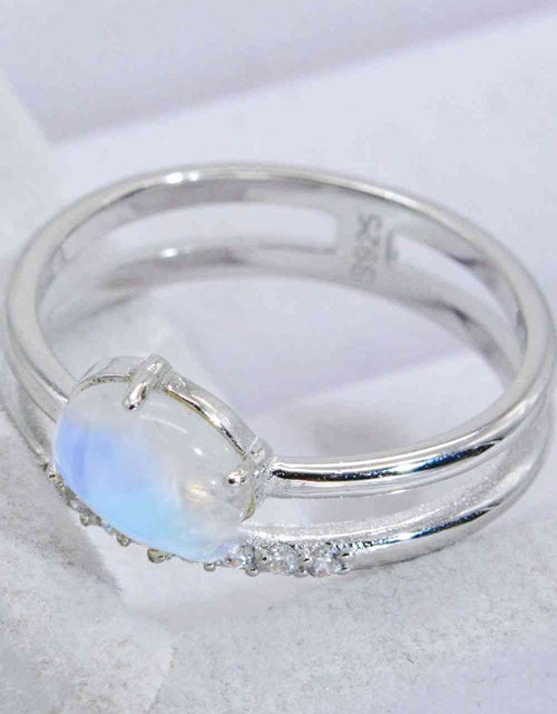 Load image into Gallery viewer, Natural Moonstone and Zircon Double-Layered Ring
