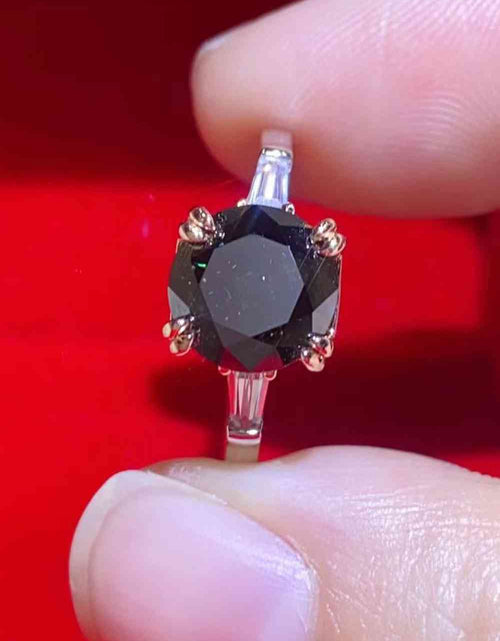 Load image into Gallery viewer, 2 Carat Black Moissanite Platinum-Plated Ring
