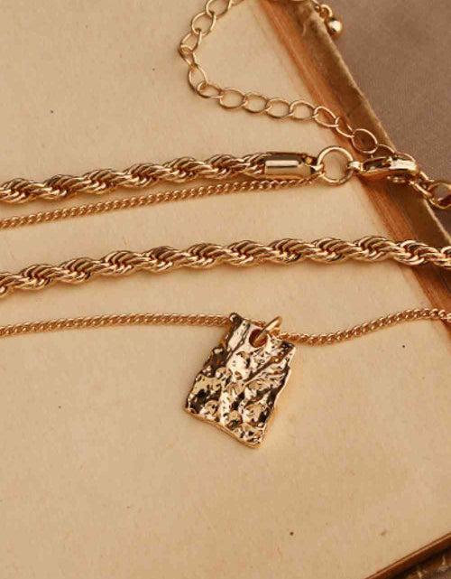 Load image into Gallery viewer, 18K Gold Plated Double-Layered Twisted Pendant Necklace
