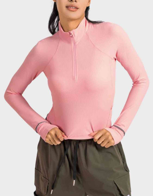 Load image into Gallery viewer, Mock Neck Half Zip Long Sleeve Sport Top
