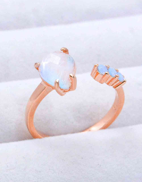 Load image into Gallery viewer, 18K Rose Gold-Plated Moonstone Open Ring
