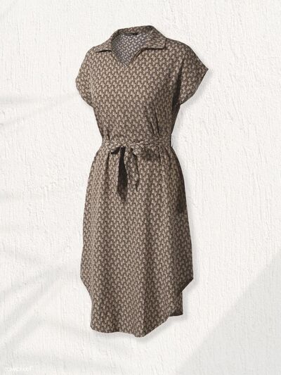 Load image into Gallery viewer, Tied Printed Johnny Collar Dress
