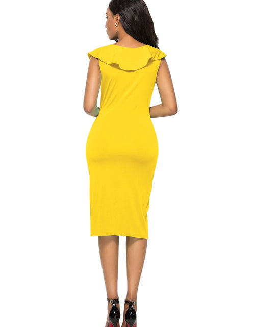 Load image into Gallery viewer, Ruched Ruffled Cap Sleeve Dress
