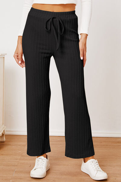 Load image into Gallery viewer, Textured Elastic Waist Straight Pants
