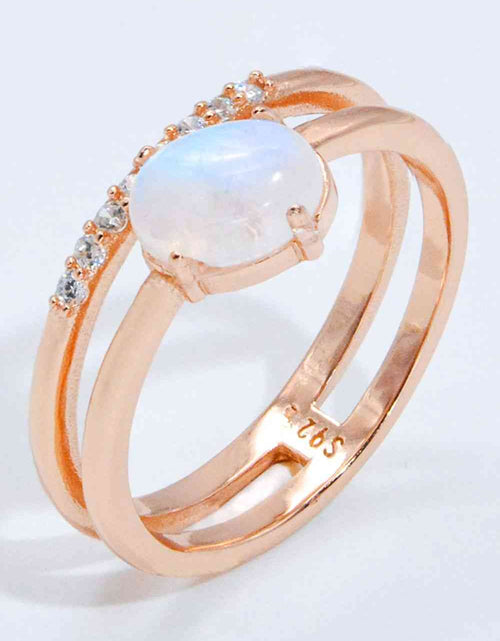 Load image into Gallery viewer, Natural Moonstone and Zircon Double-Layered Ring
